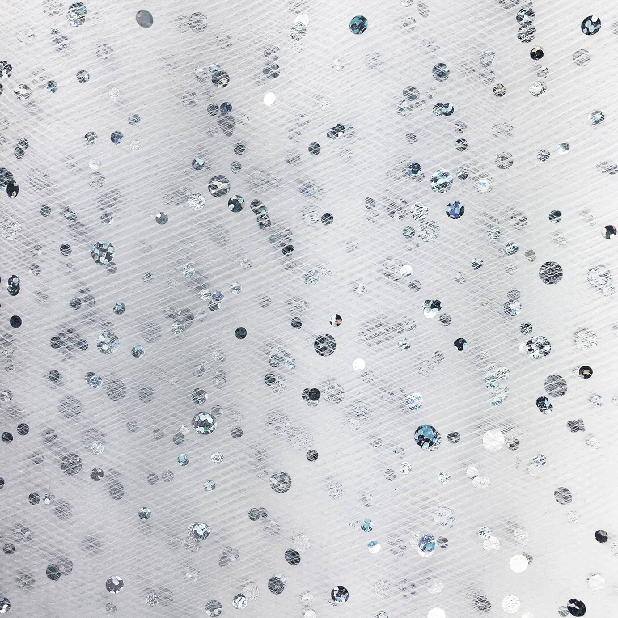 54" x 9yd. White Holographic Dot Tulle by Celebrate It™